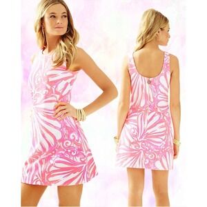 Lilly Pulitzer Callie Pink Sun Ray‎ Shimmy Shimmy Shift Dress Large NWOT